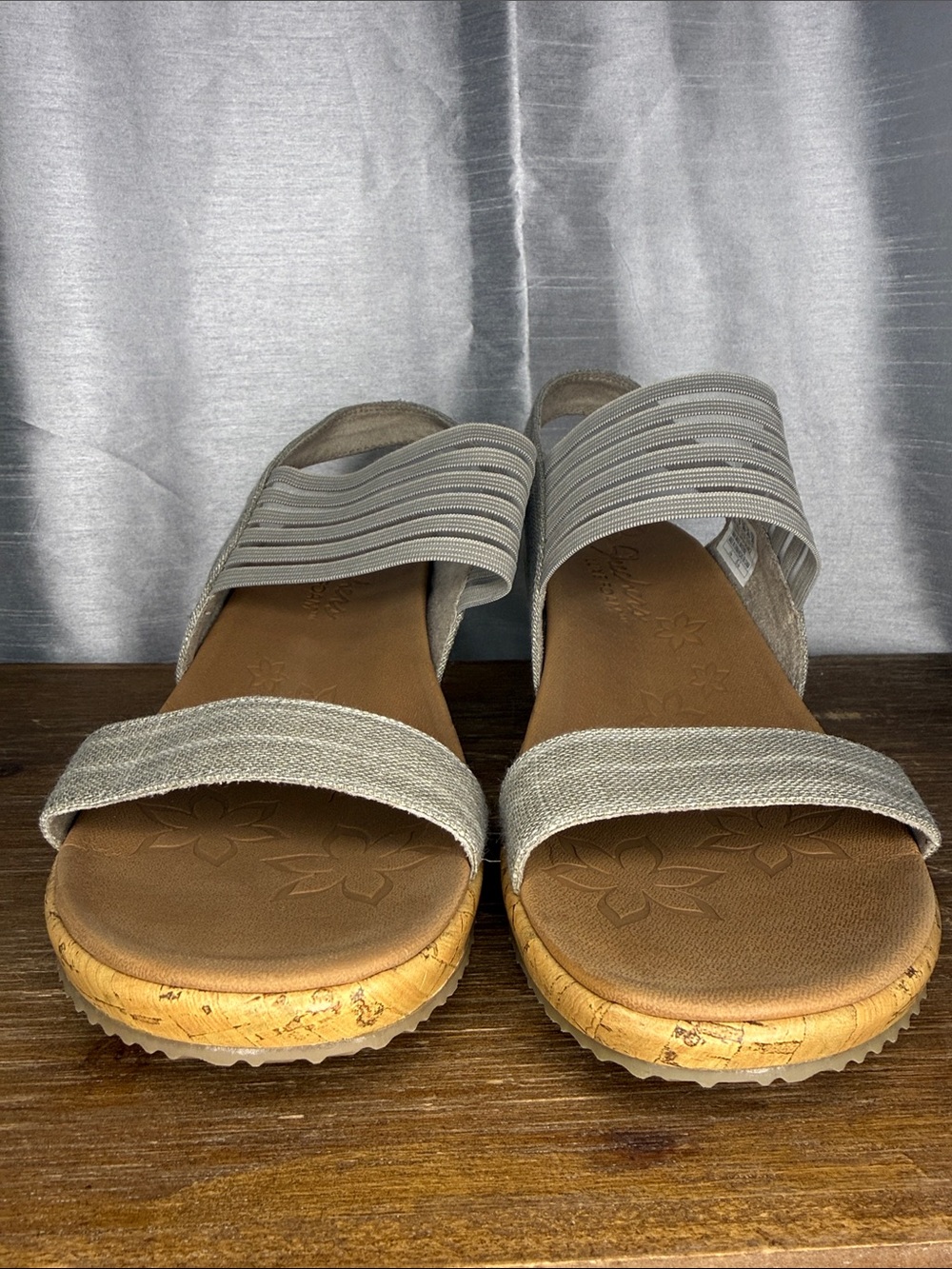 Skechers Beverlee Smitten Sling Back Strappy Wedge Open Toe Taupe Luxe Foam - Picture 8 of 10